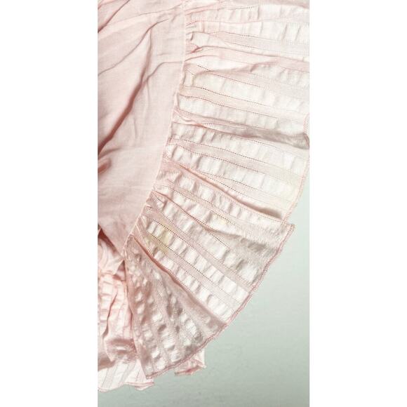 Lovers & Friends Women's Ami Mini Dress Shirred Ruffled Pink Stripes Tie Straps - Picture 9 of 12